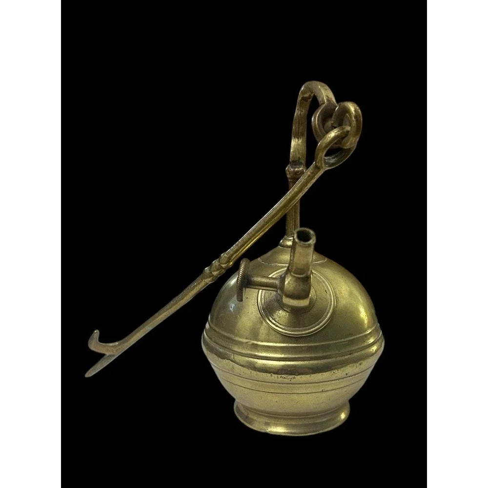 Antique 19th Century French Brass Utility Workshop/Apothecary Torch Lamp